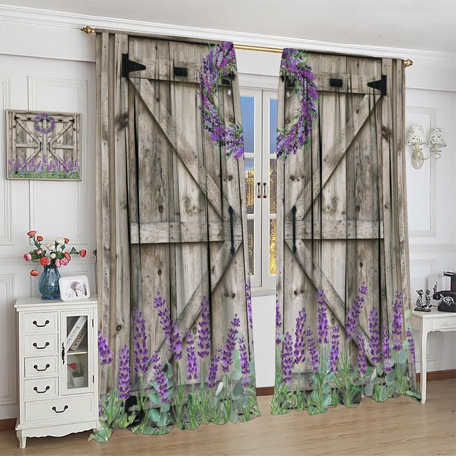 Barn Door Lavender Curtains 42x45in Set of 2