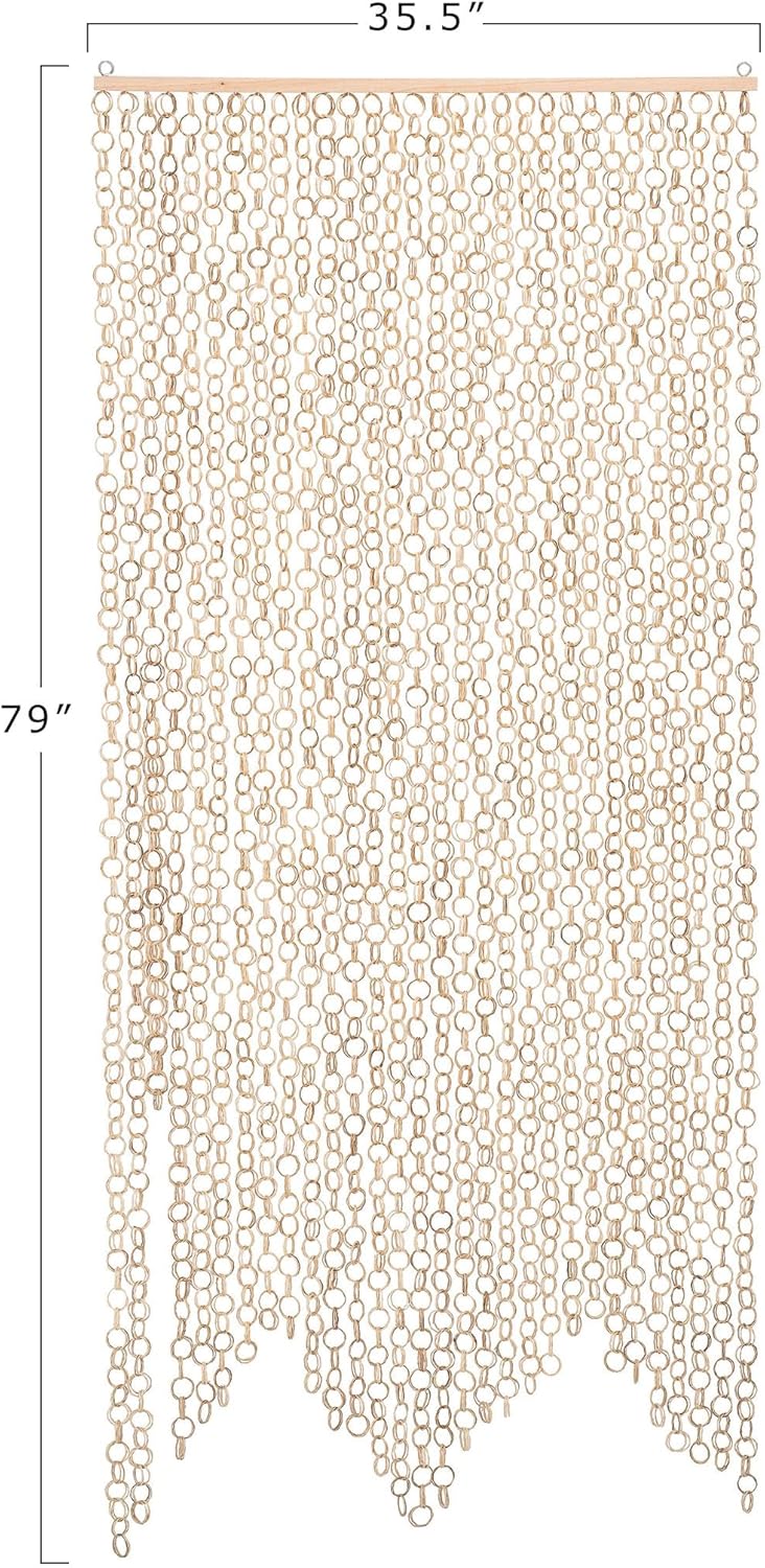 Bloomingville Beige Chain Link Bamboo Curtain Panel