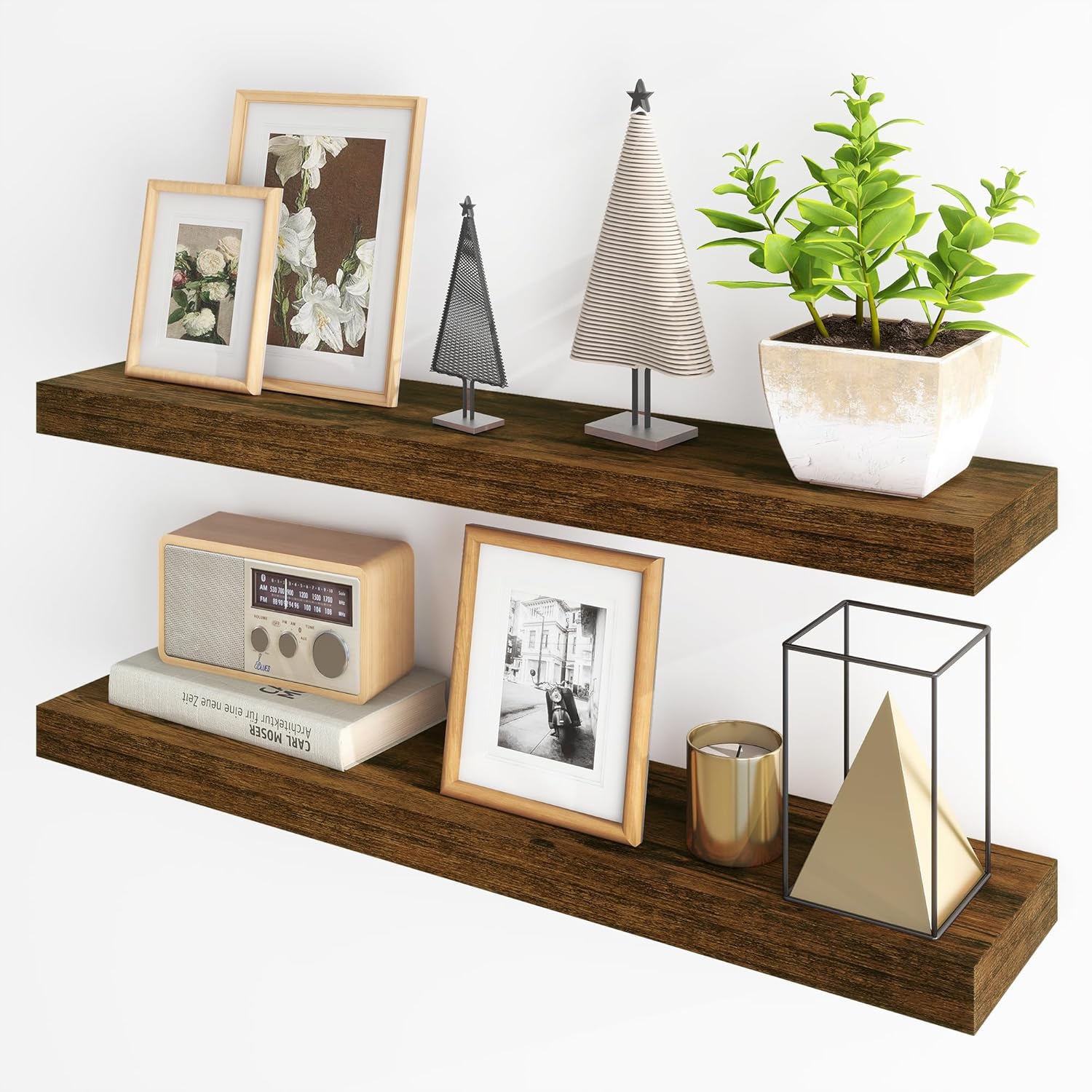 Fun Memories 36 Inch Floating Shelves Set of 2 Brown