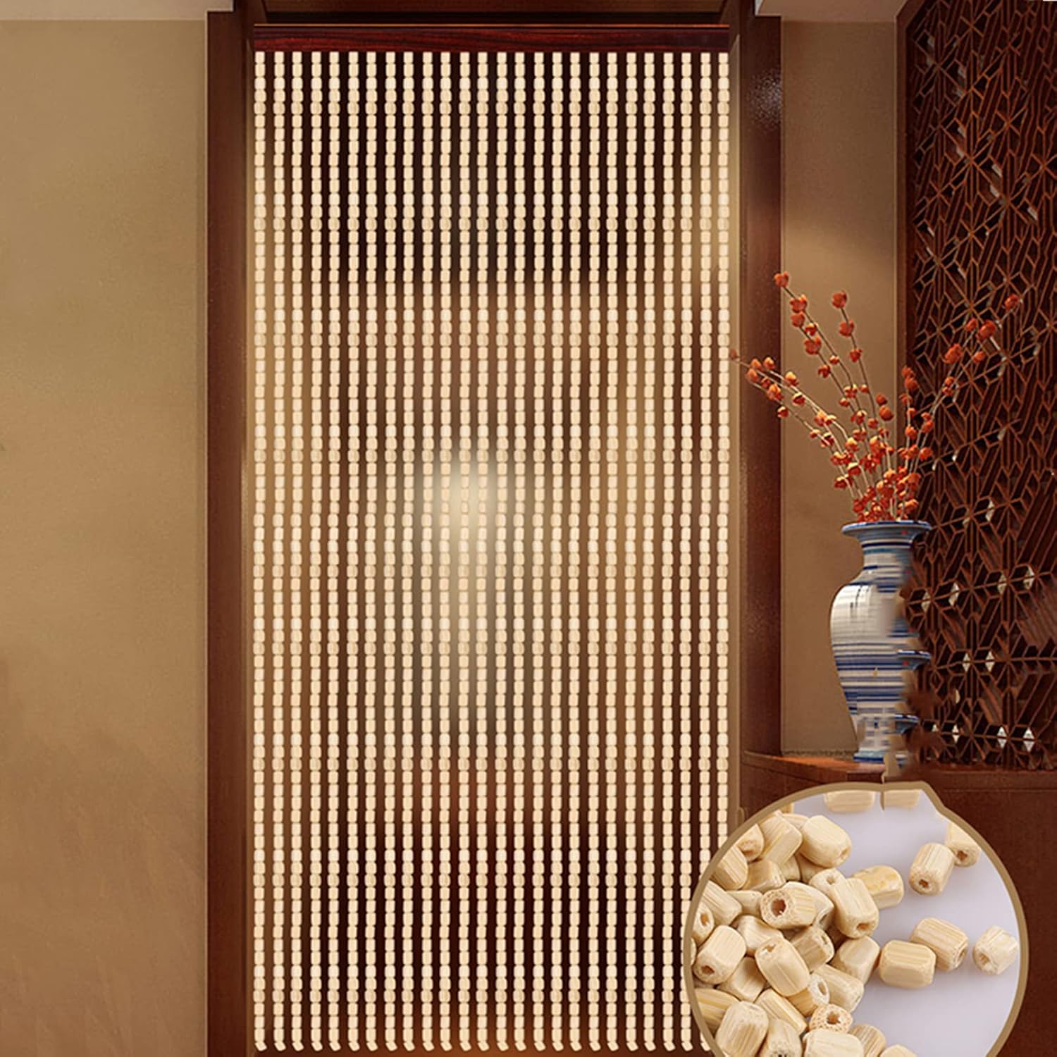 Natural Bamboo Beaded Curtain for Doorway and Living Room
