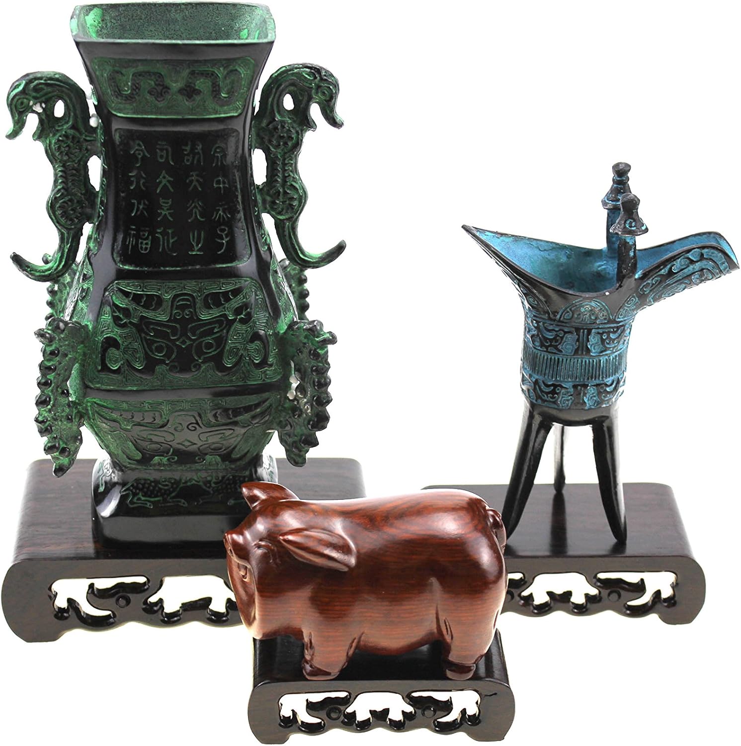 Oriental Rosewood 3-Piece Display Pedestal Set