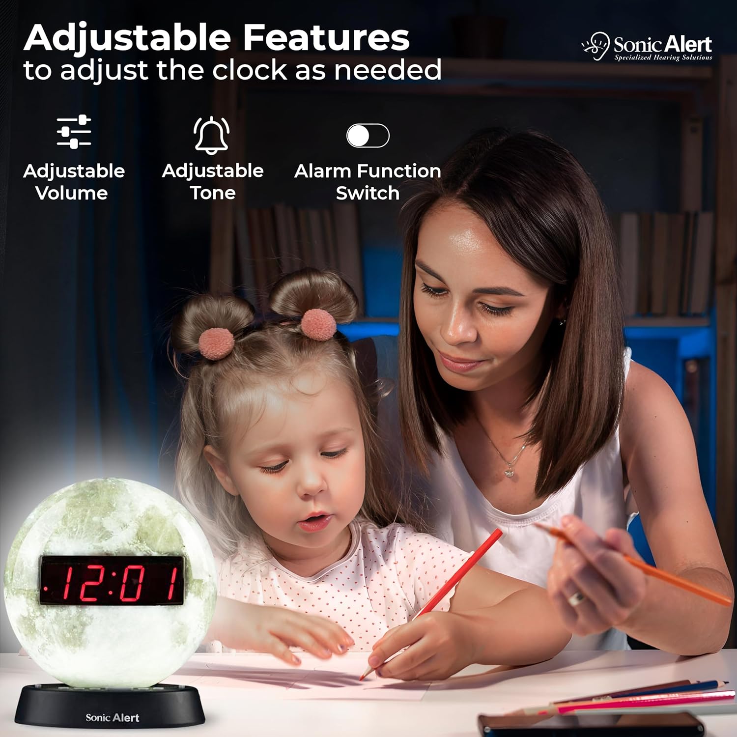 Sonic Alert Moon Alarm Clock Nightlight