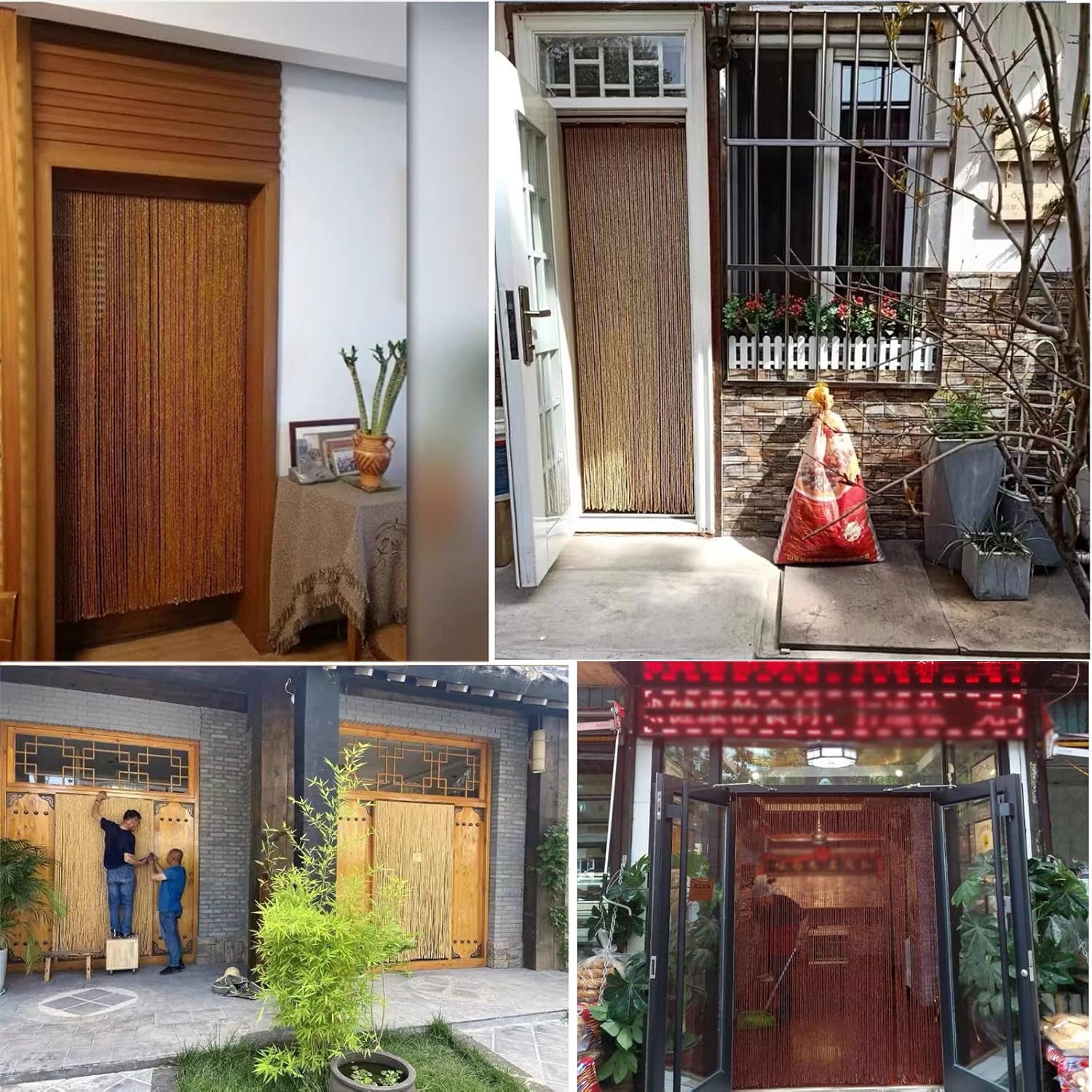 Handmade Bamboo Beaded Curtain Screen for Doorway