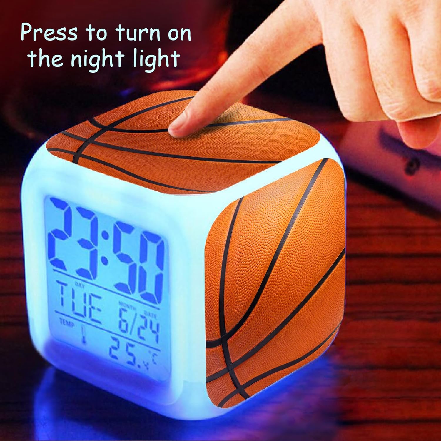 Basketball Alarm Clock with LED Nightlight