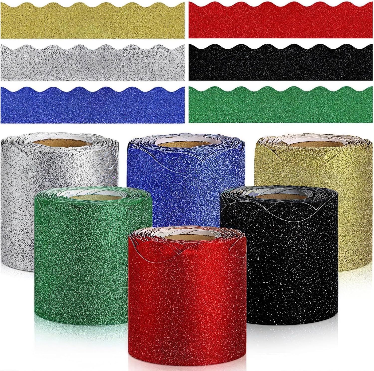 Glitter Bulletin Board Borders Set of 6