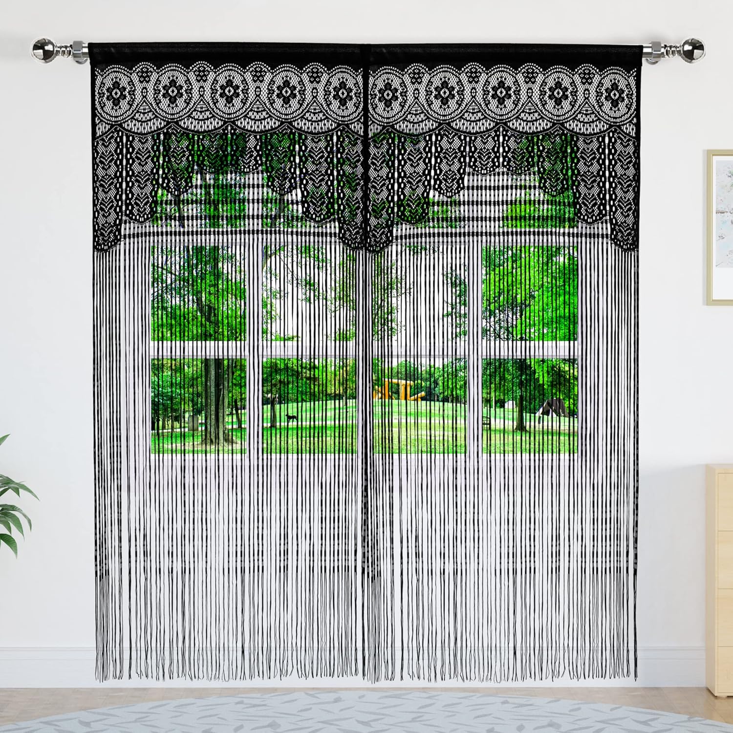 YaoYue 2 Pc Macrame Lace Curtain Door Divider