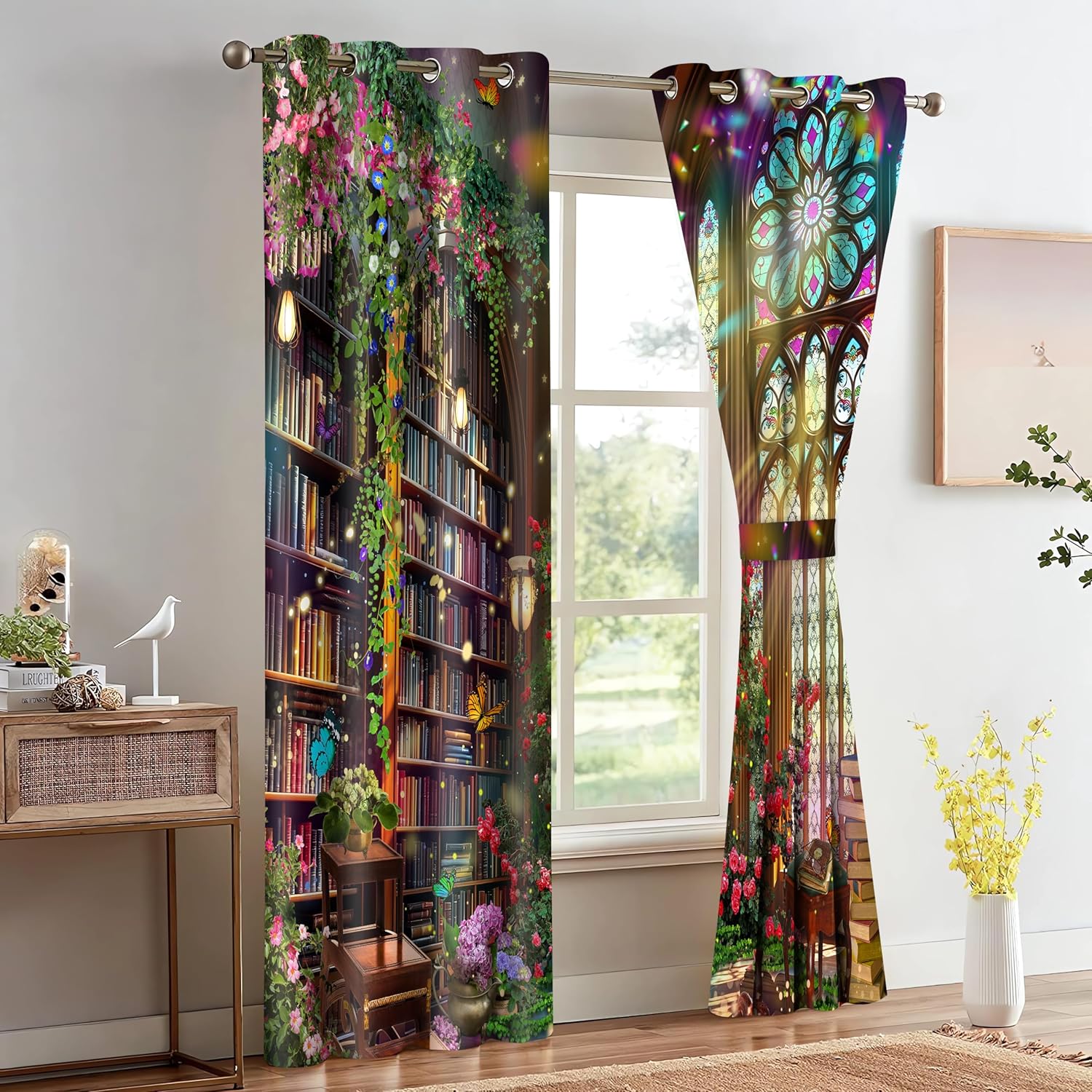 Fantasy Library Blackout Curtains 2 Panel Set