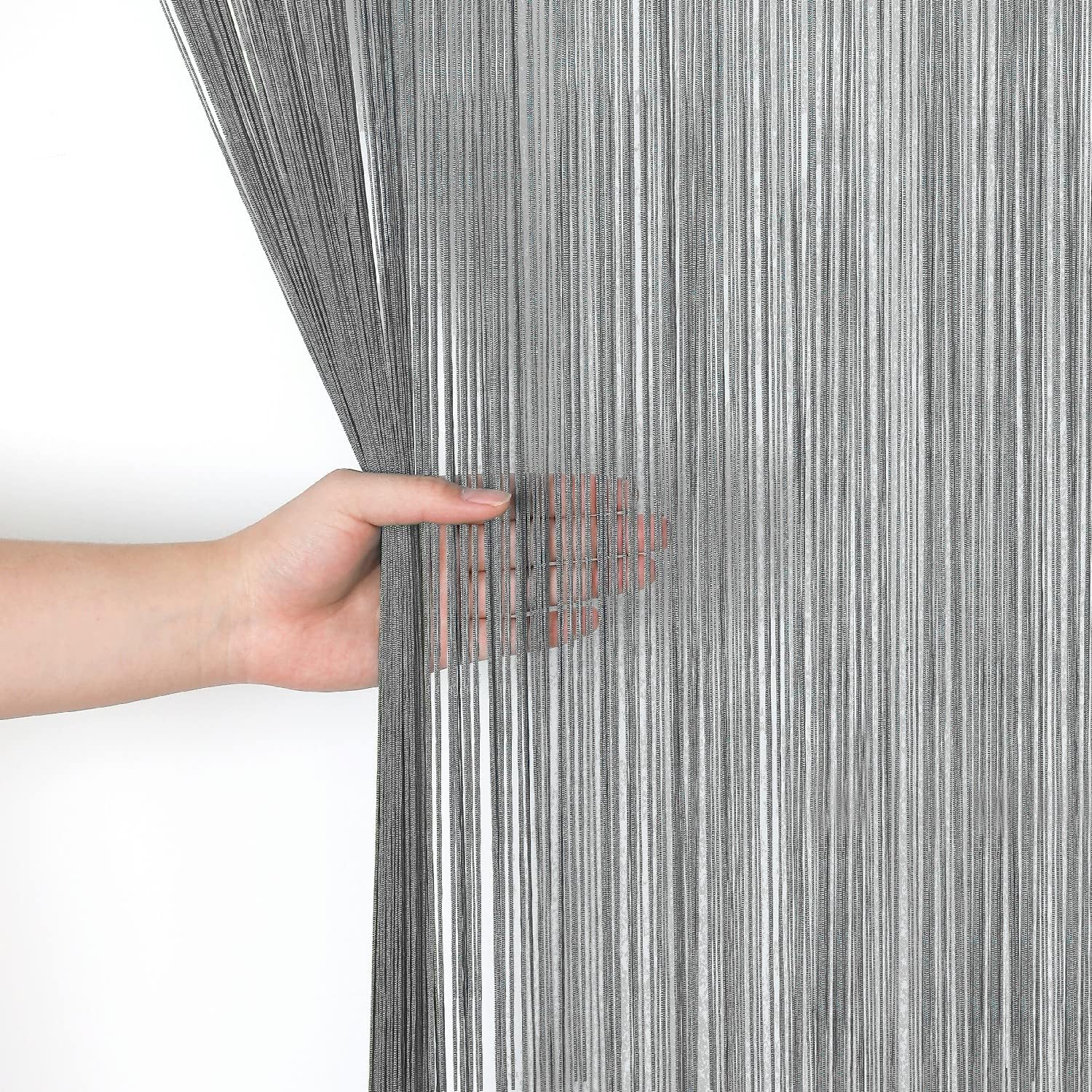 Grey Spaghetti String Curtain Panel 100x200cm