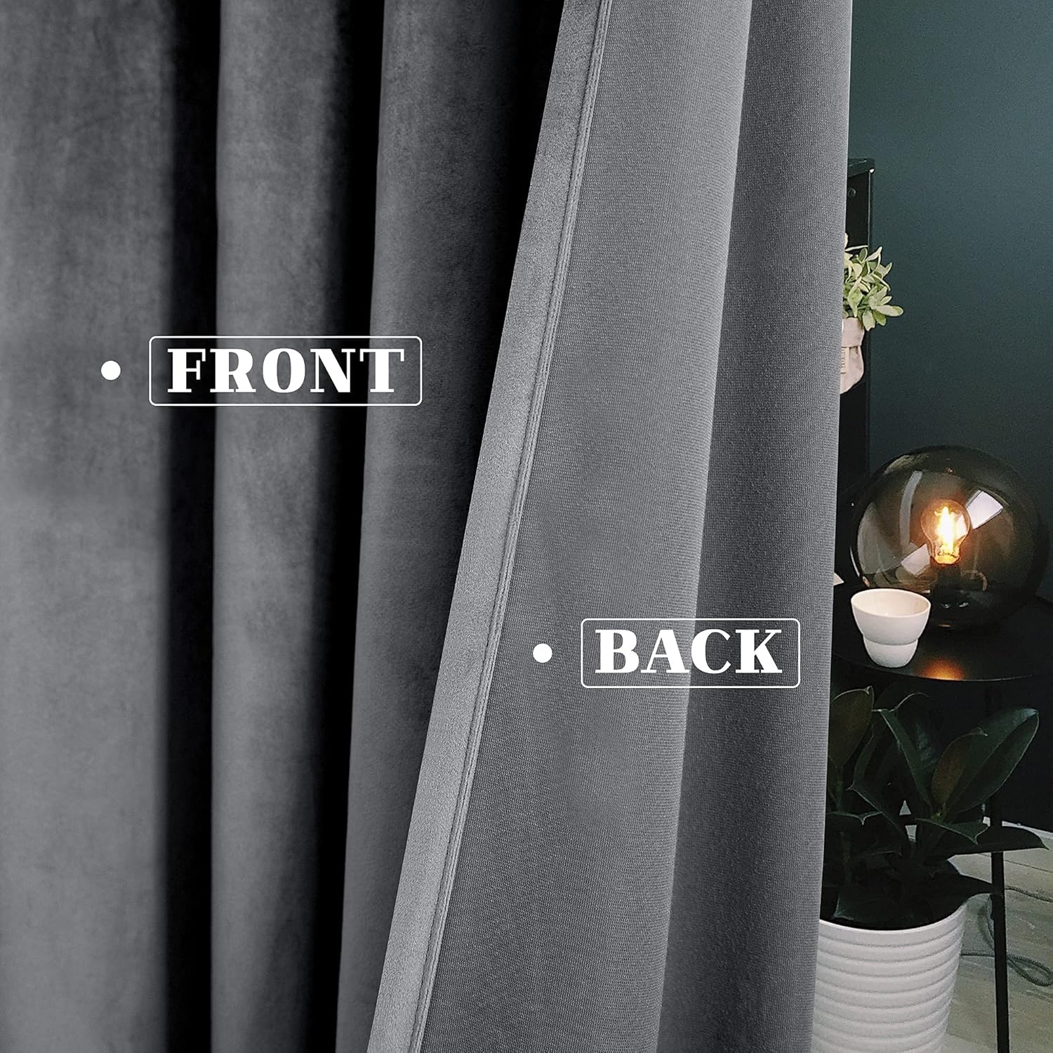 VANASEE Dark Grey Velvet Curtains 84 Inches Long