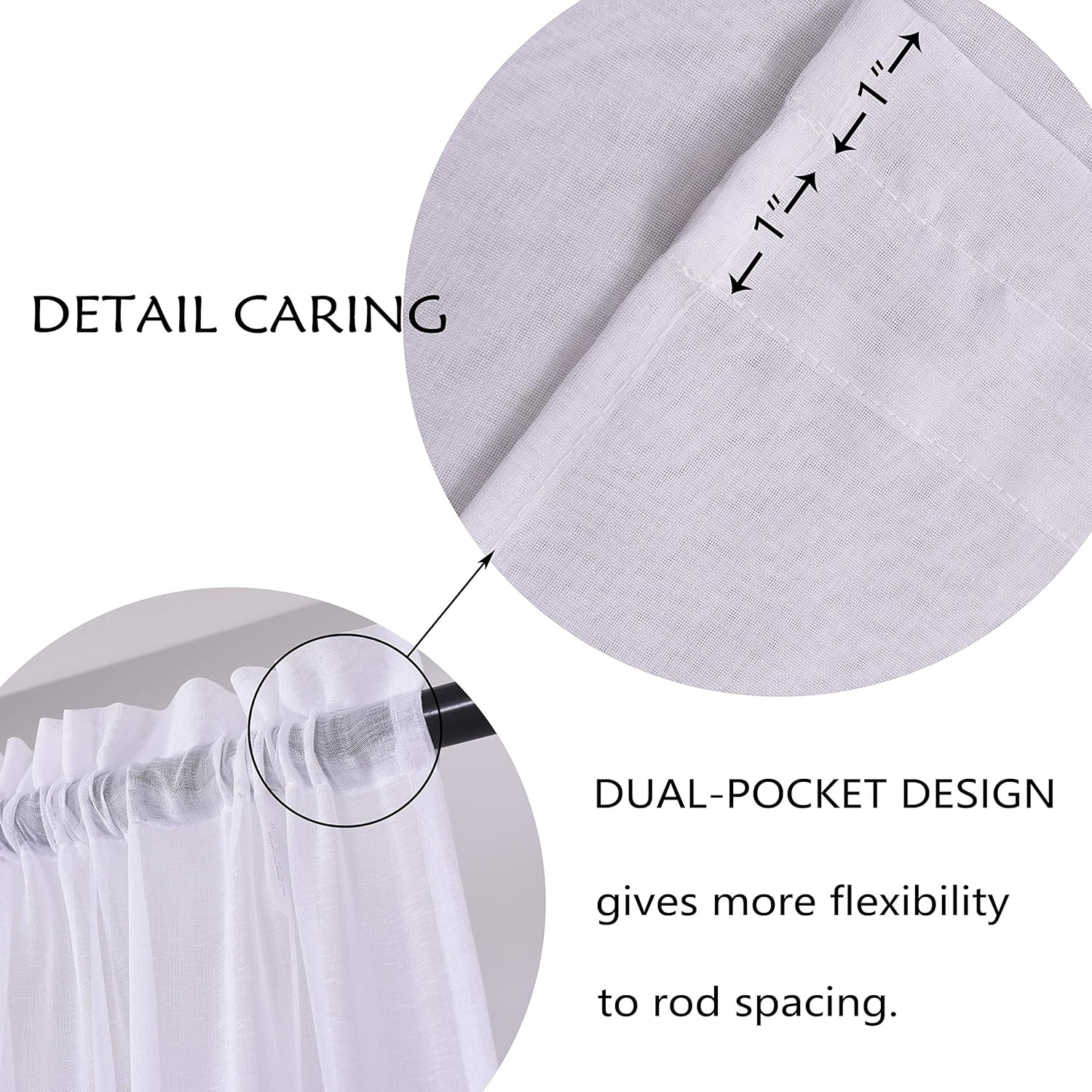 Home Brilliant Sheer Door Curtains 30x40 Inch White Panels with Tieback