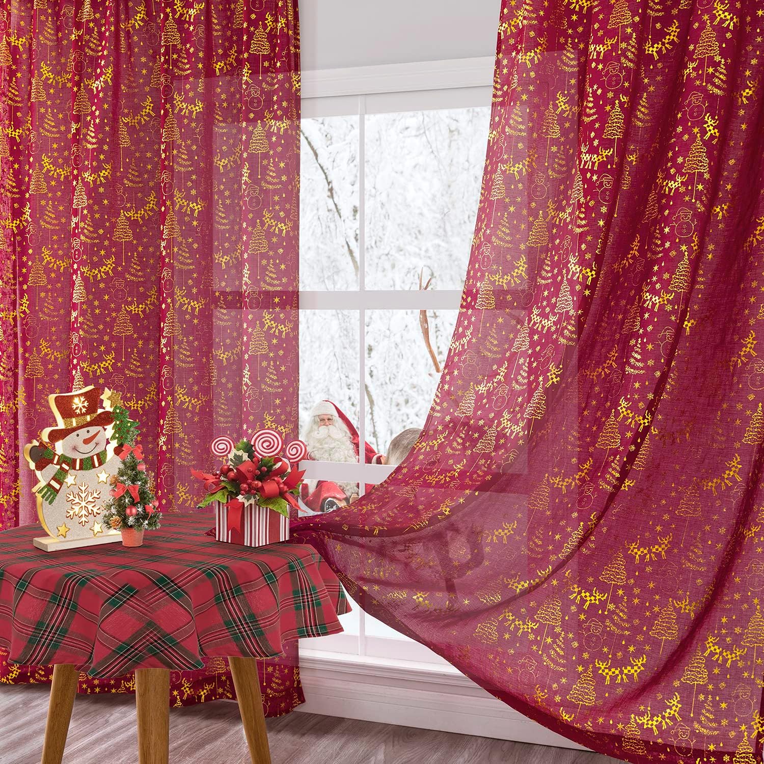 XTMYI Sparkle Christmas Curtains 84 Inch 2 Panels Set