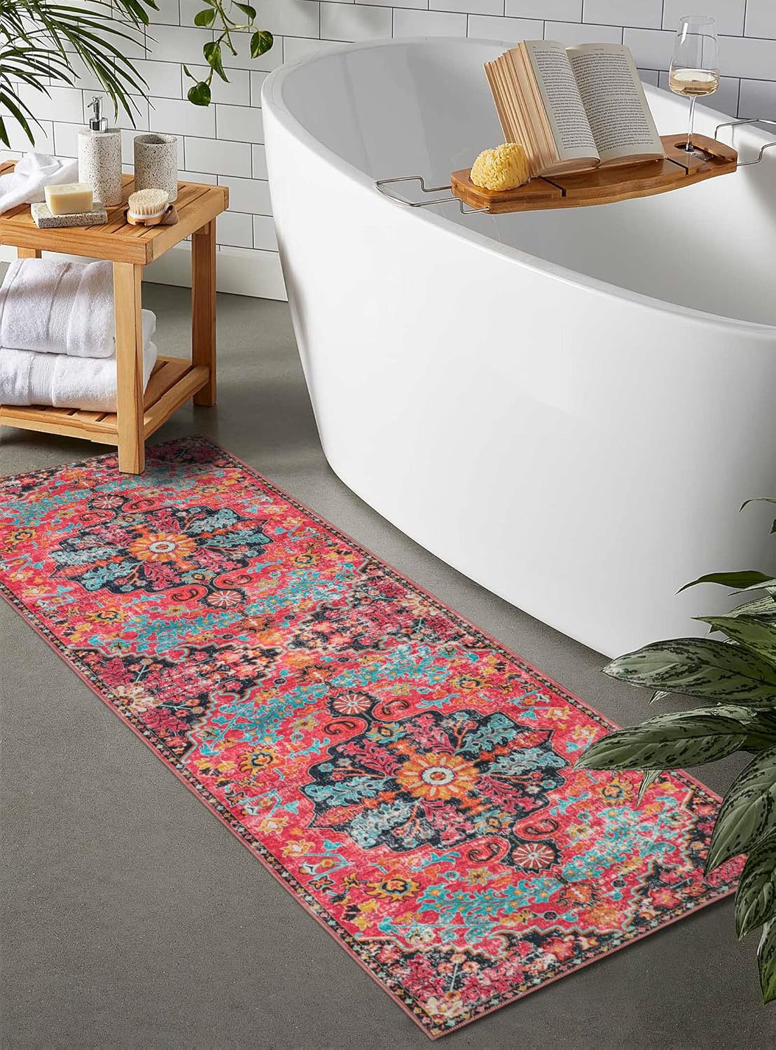 Wonnitar Bohemian Runner Rug Hot Pink 2x6