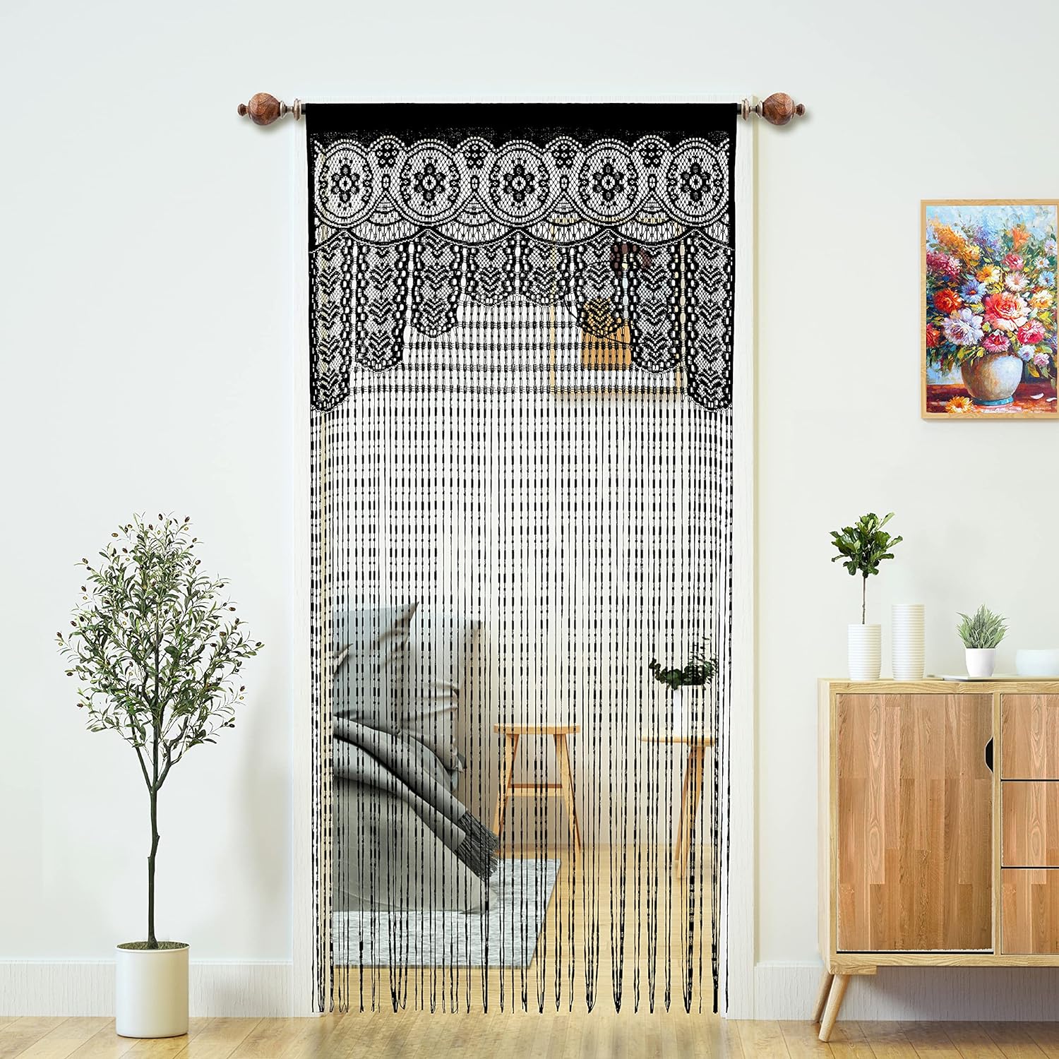 YaoYue 2 Pc Macrame Lace Curtain Door Divider