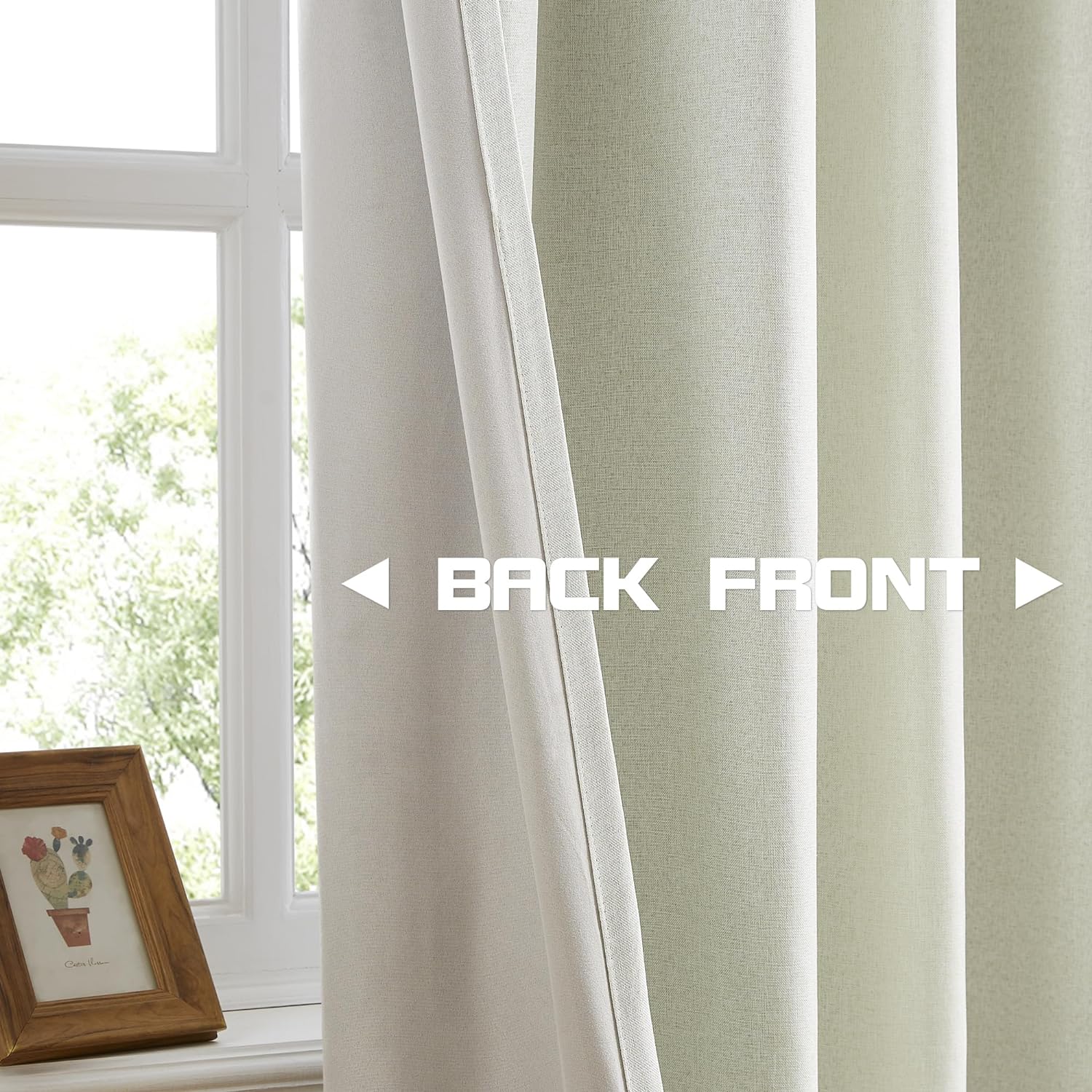 MAIHER 80 Inch Blackout Linen Curtains with Pinch Pleat and Back Tabs