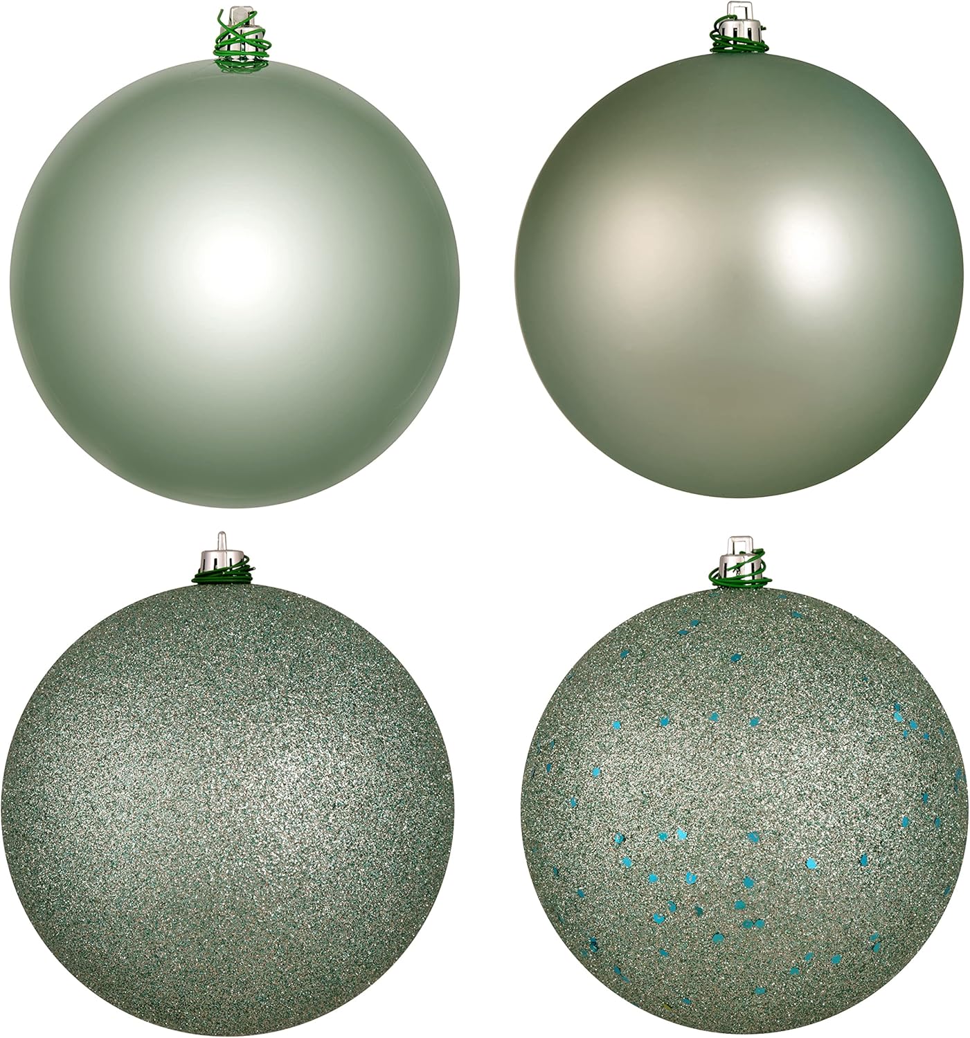 Vickerman 3 Inch Frosty Mint 4 Finish Ball Ornament Set