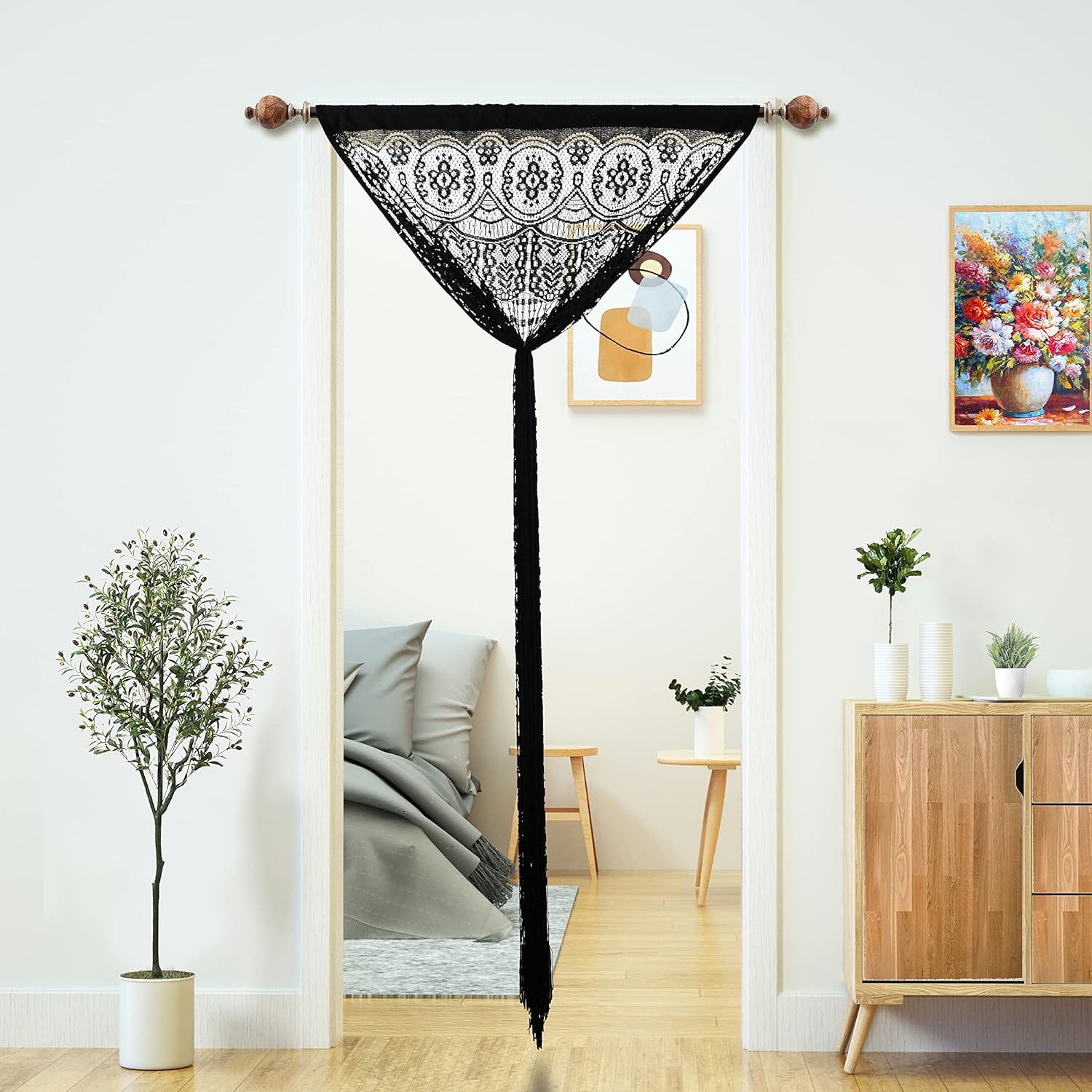 YaoYue 2 Pc Macrame Lace Curtain Door Divider