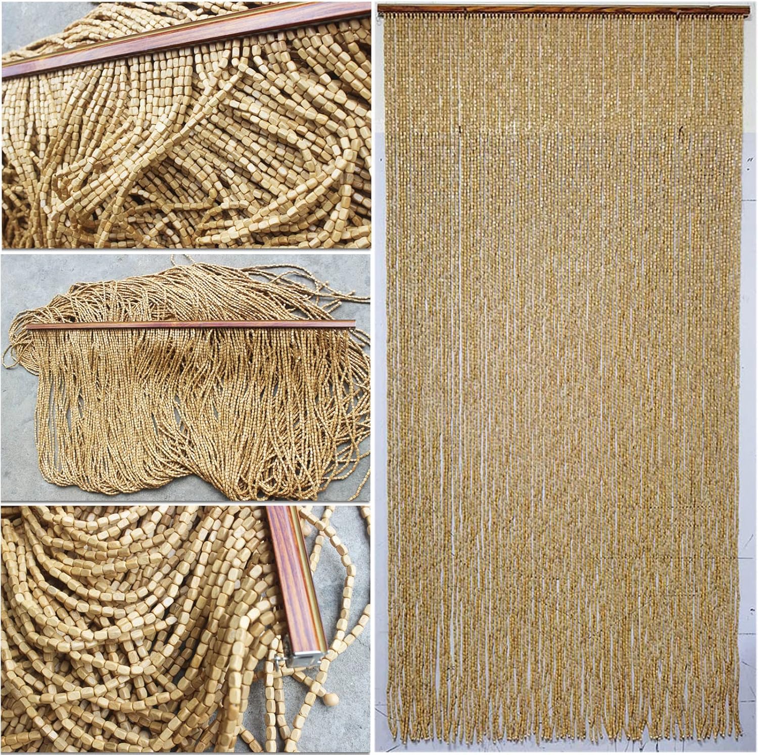 Bamboo Beaded Curtain for Doorway with Accessories