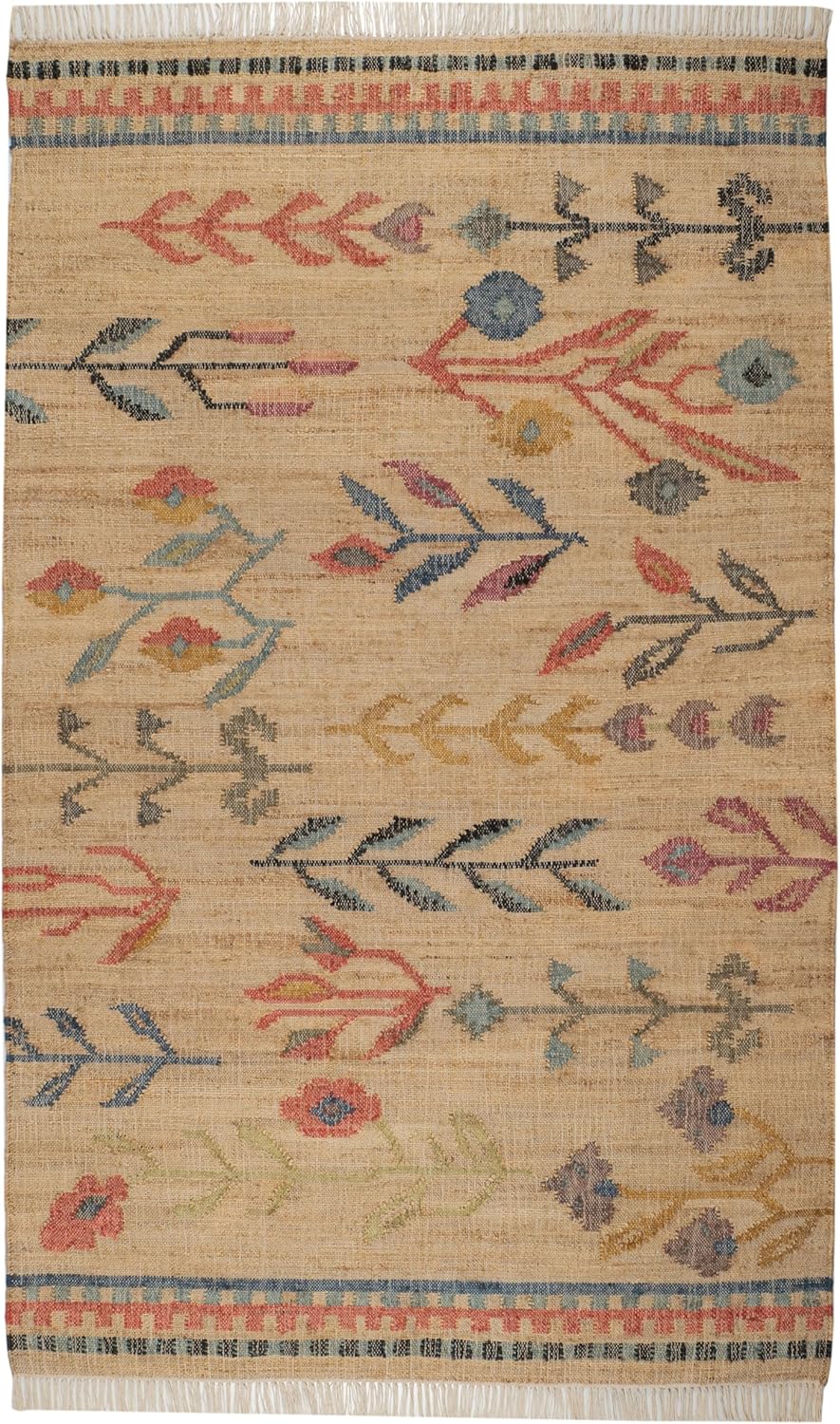 Dash Albert Folk Floral Jute Runner Rug 25 X 8 Feet