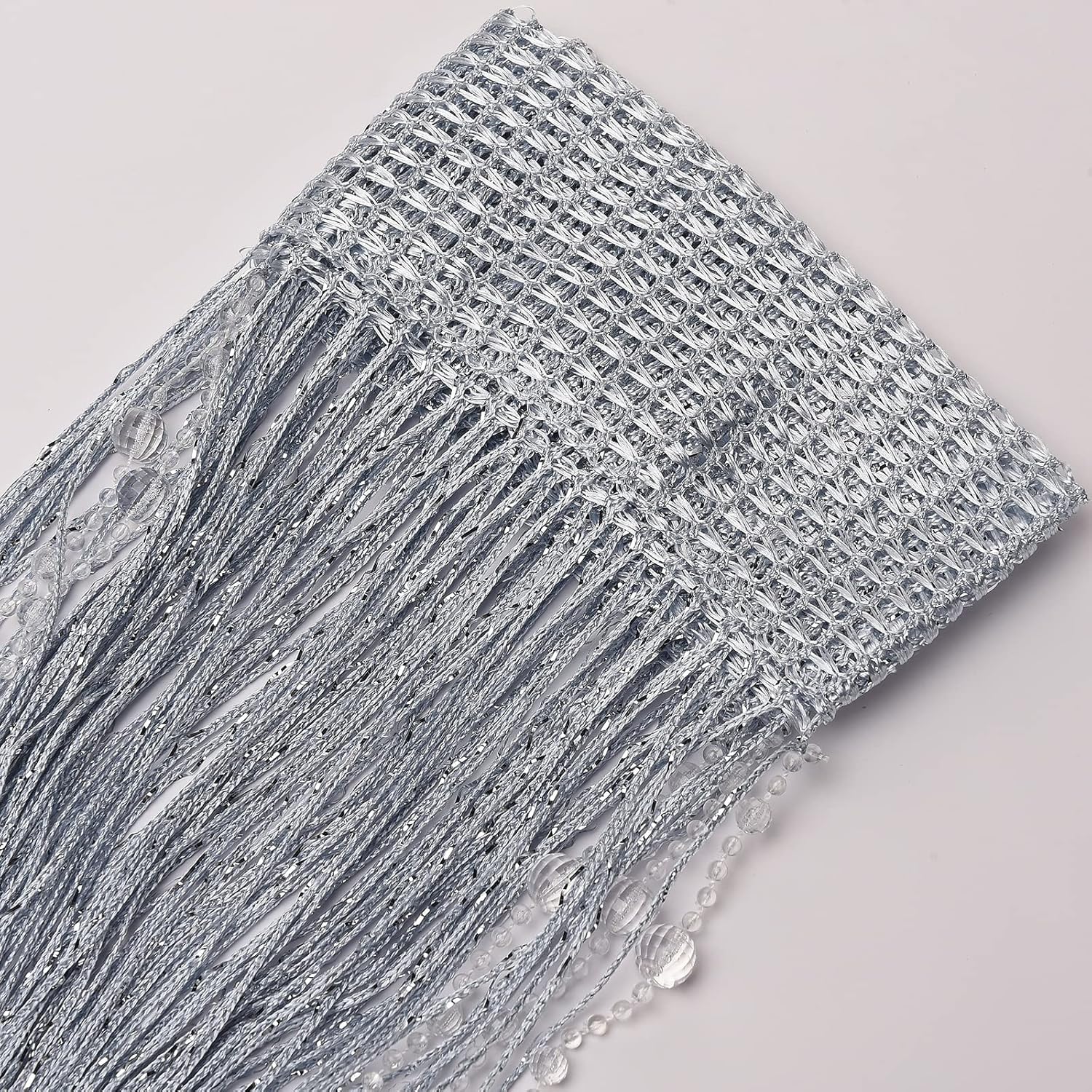 Silver Crystal Beaded Curtain for Doorway 36x77in