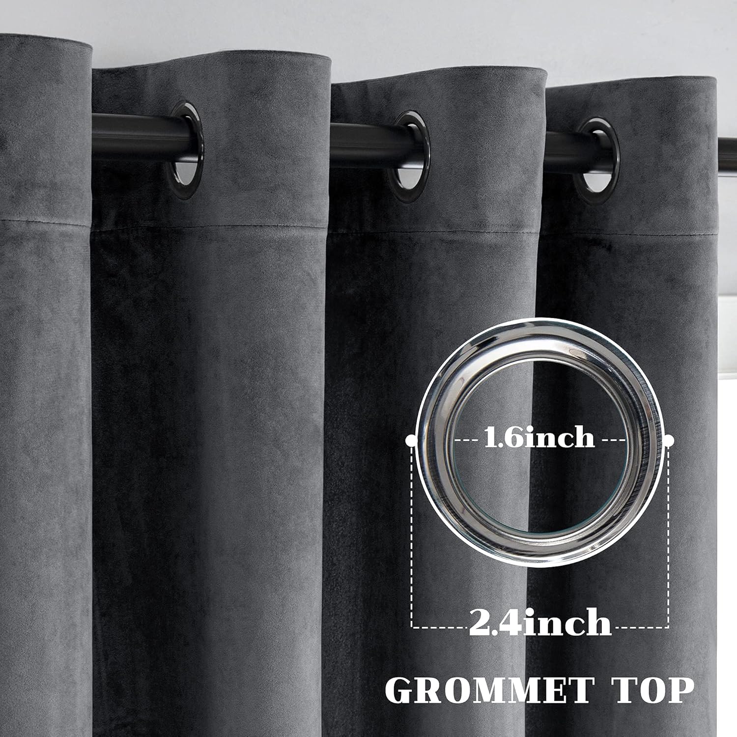 VANASEE Dark Grey Velvet Curtains 84 Inches Long