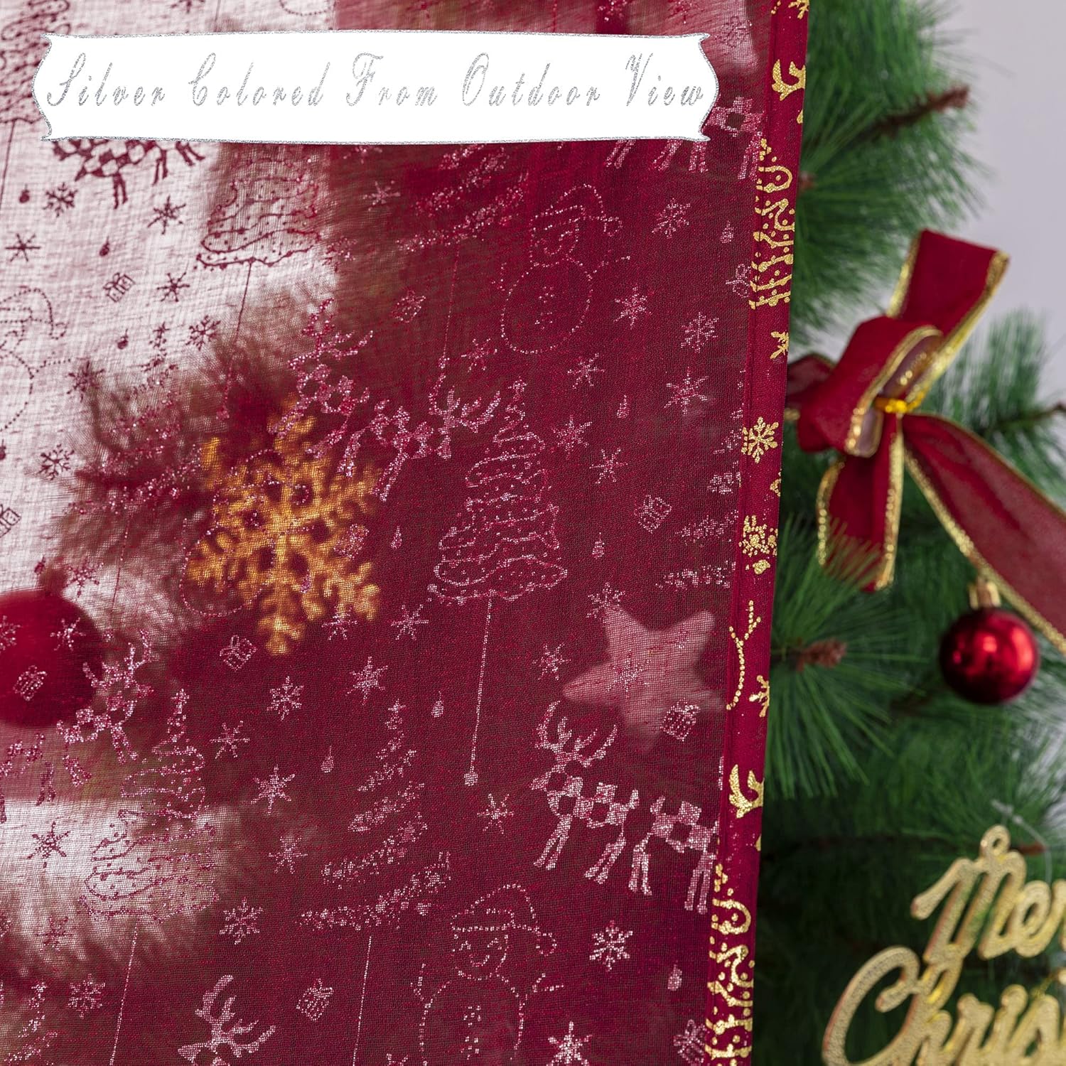 XTMYI Sparkle Christmas Curtains 84 Inch 2 Panels Set