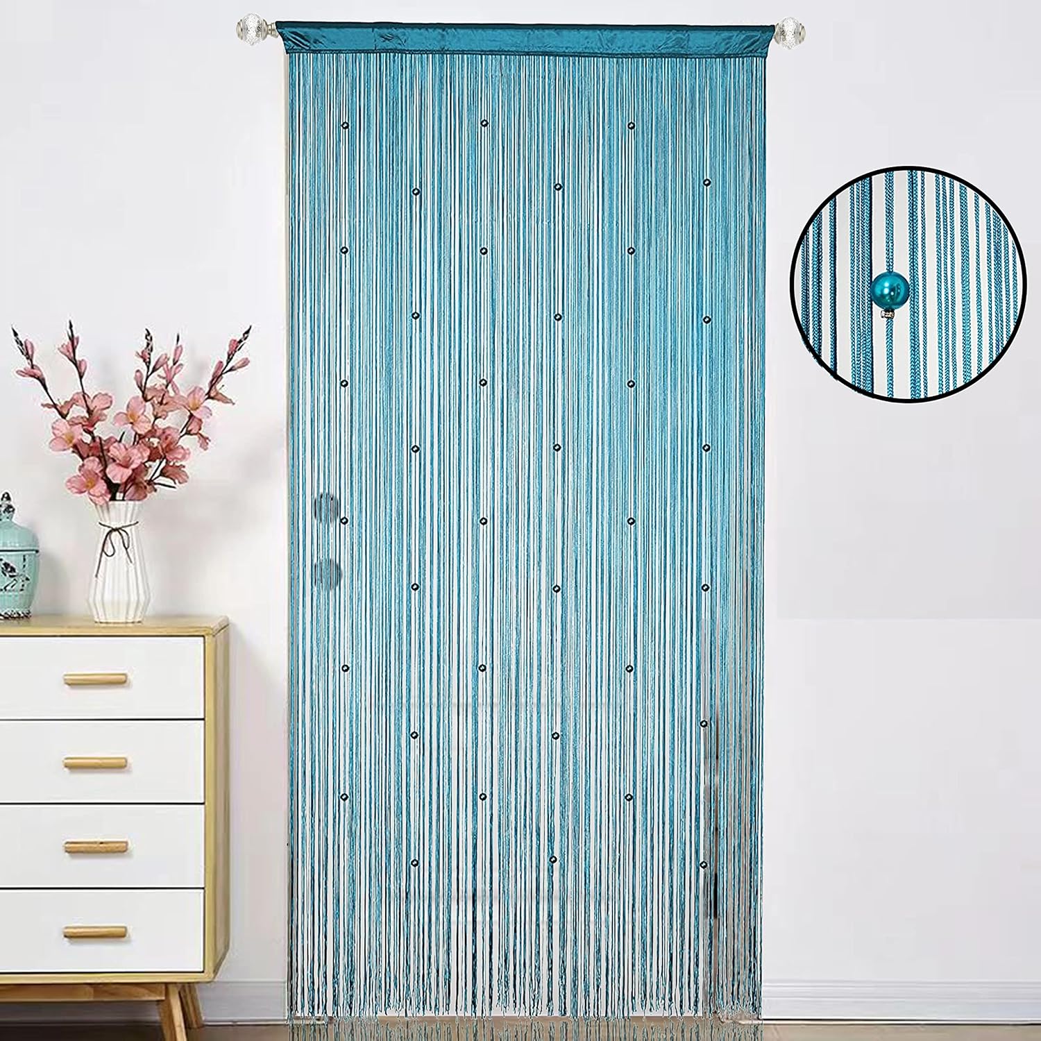 Beaded Curtain with Teal Blue Color 100x200cm