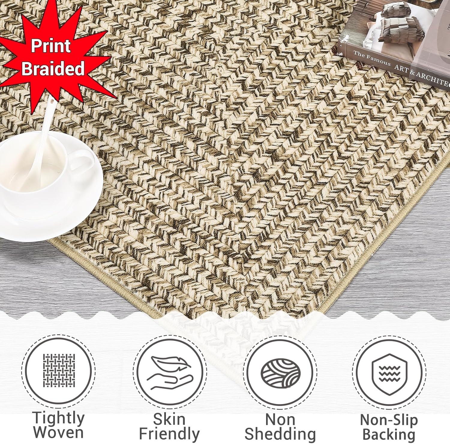 Runner Rug Print Braided Hallway Area Rug 2 x 6