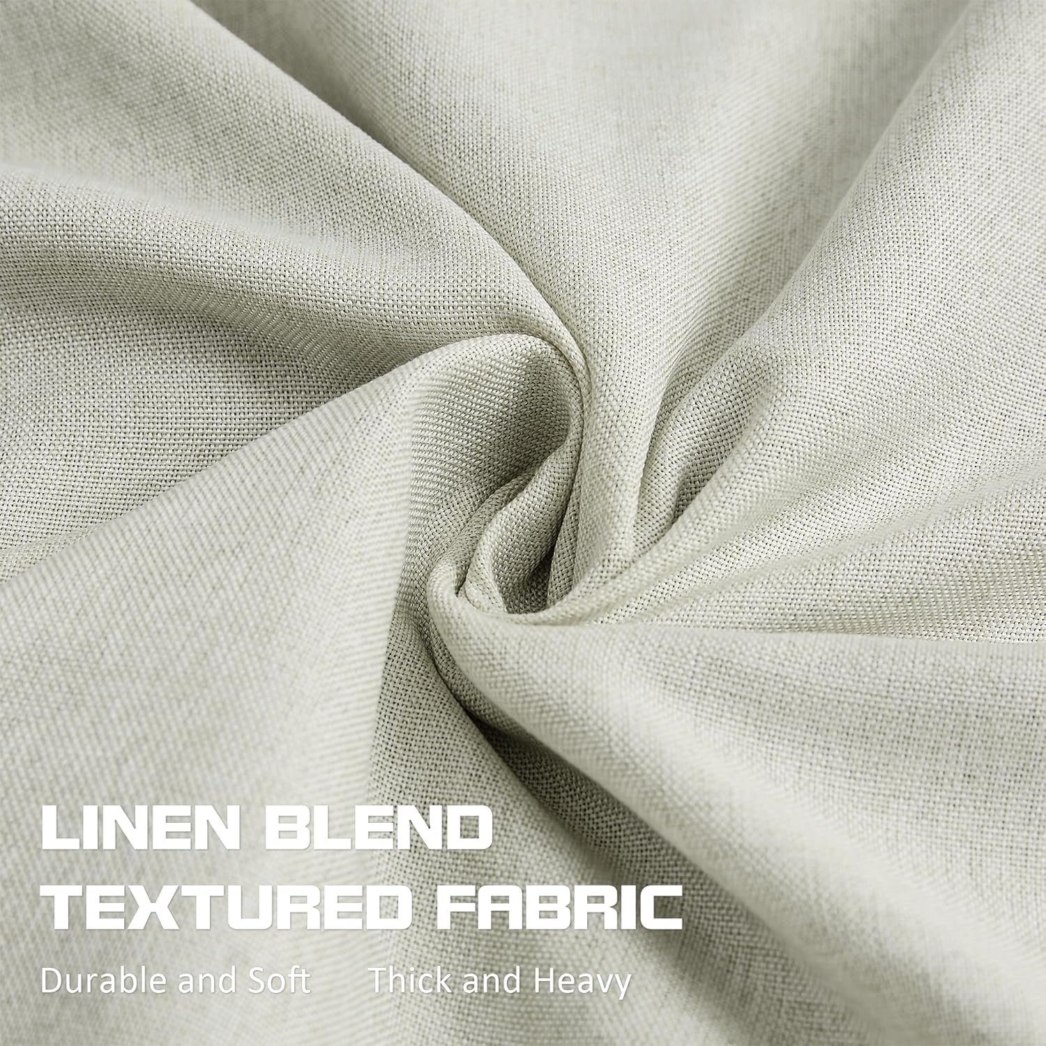 MAIHER 80 Inch Blackout Linen Curtains with Pinch Pleat and Back Tabs