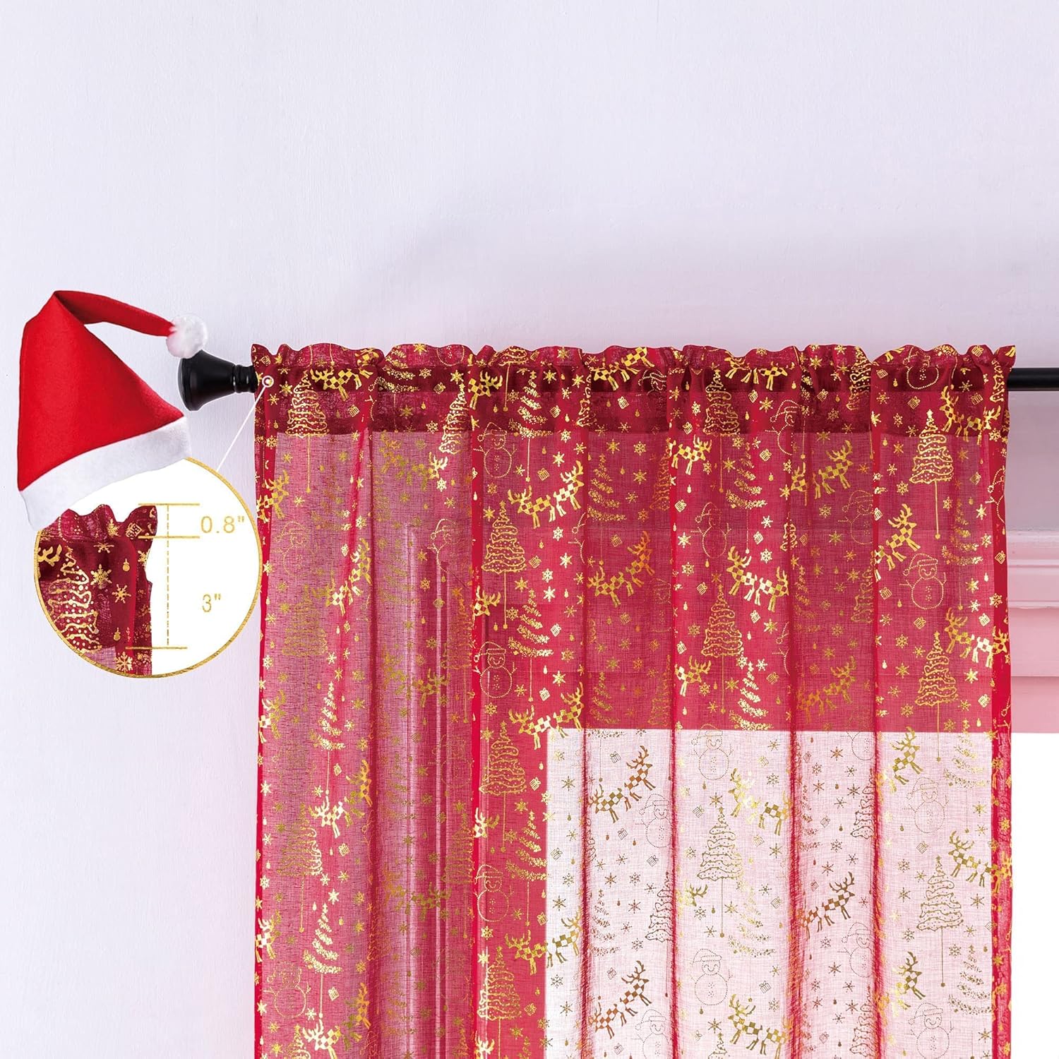 XTMYI Sparkle Christmas Curtains 84 Inch 2 Panels Set