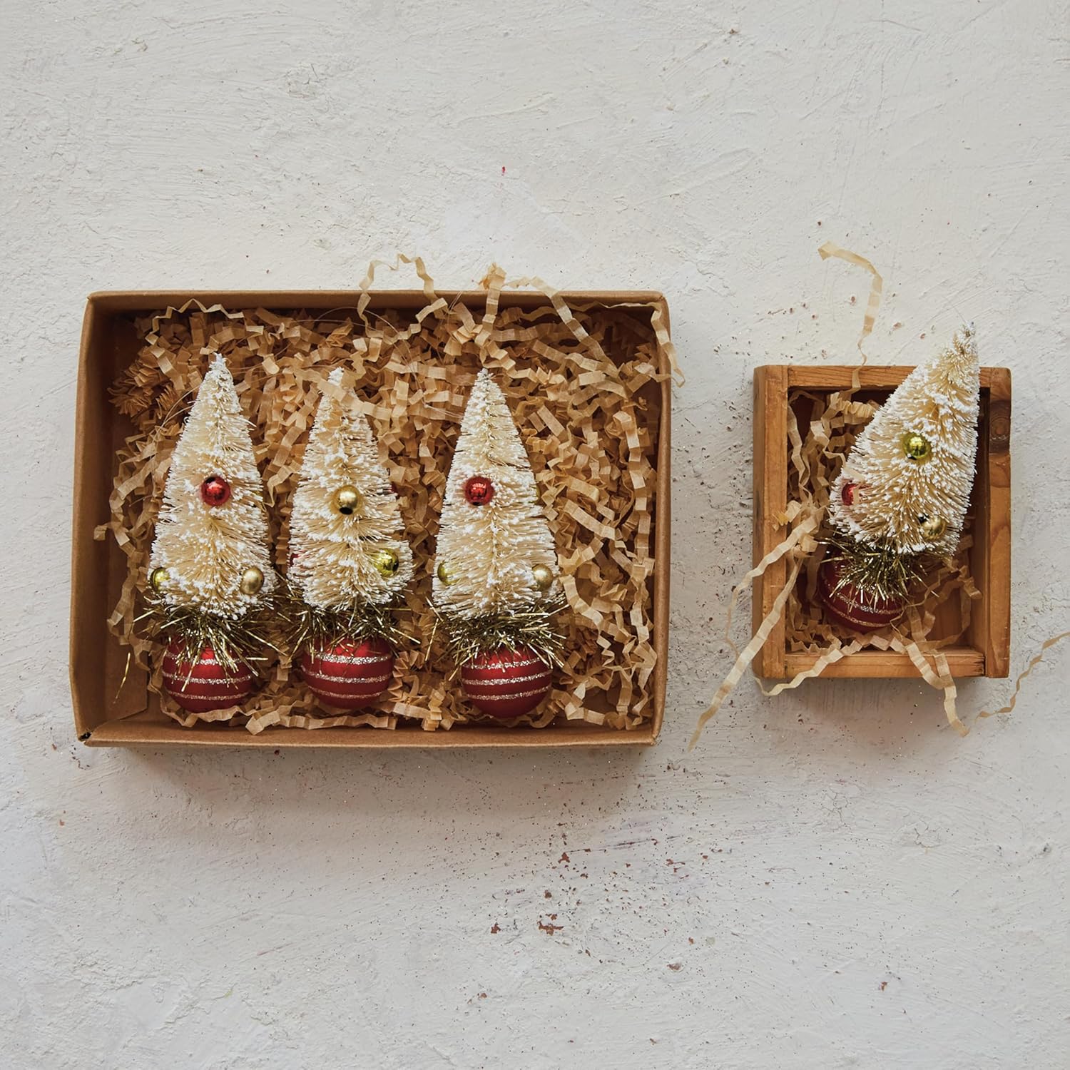 Creative Co Op Sisal Bottle Brush Tree Ornaments Set of 4