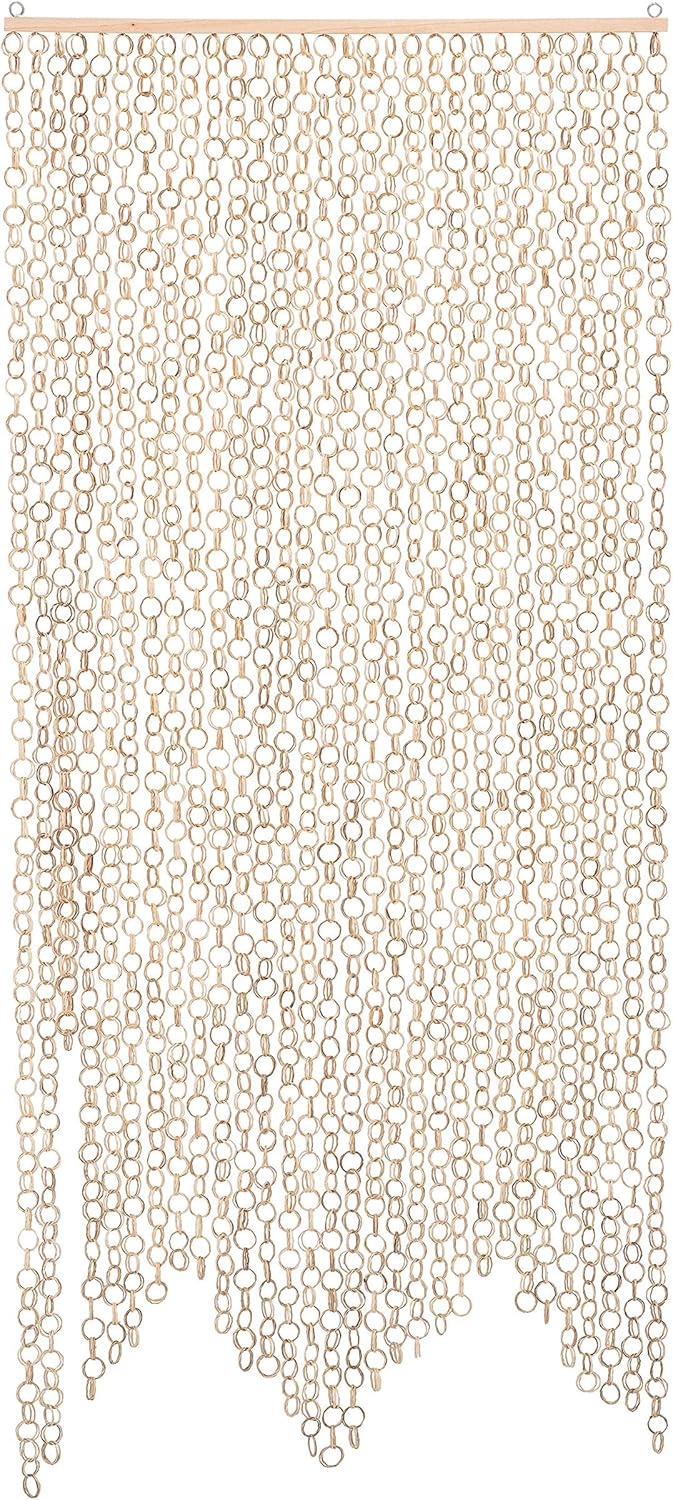 Bloomingville Beige Chain Link Bamboo Curtain Panel