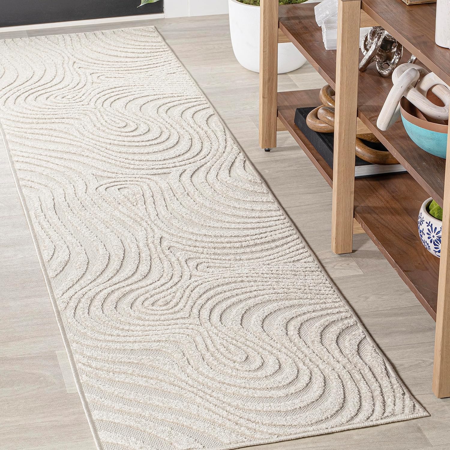 Scn103a-28 Maribo Abstract Striped Runner Rug