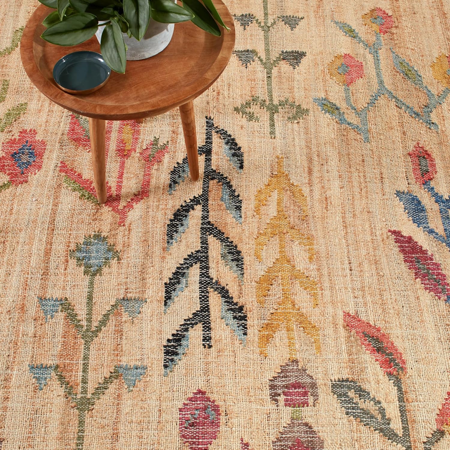 Dash Albert Folk Floral Jute Runner Rug 25 X 8 Feet