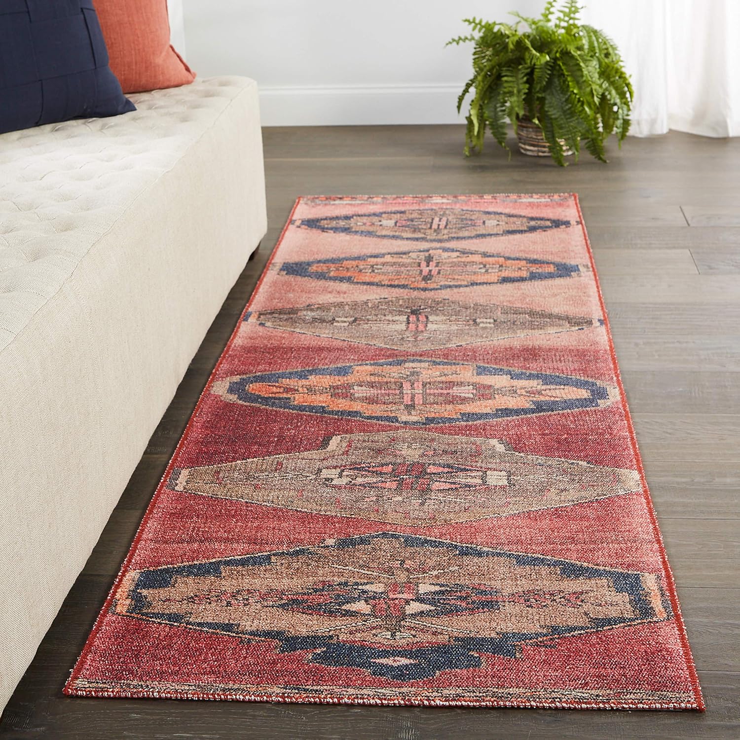 Jaipur Living 2x8 Runner Rug Dark Pink Blue